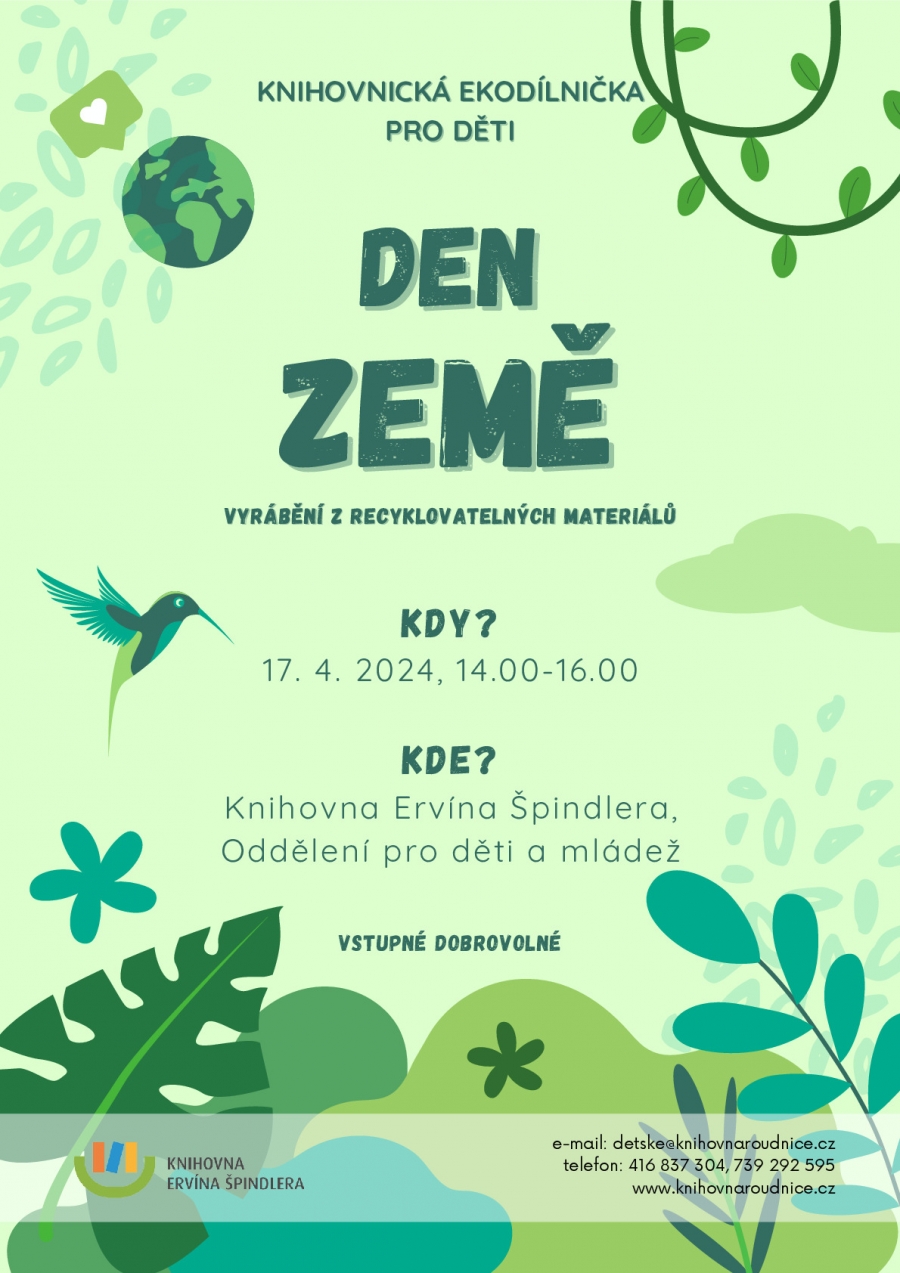 Plakát akce Den Země - Knihovnická ekodílnička pro děti